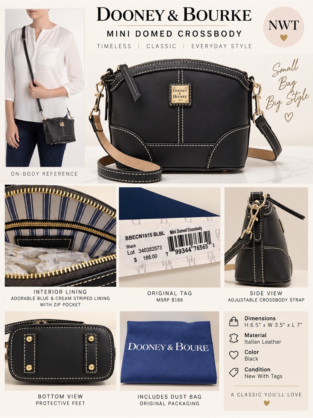 NWT Dooney & Bourke Mini Domed Crossbody